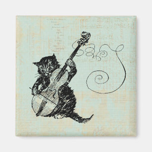 Kätzchen Violine Aquamarin Music Cat Illustration Magnet