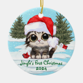 Kätzchen Weihnachtsmannmütze, KUNSTBAR! Adorable C Keramik Ornament