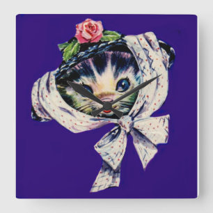 Kätzchenkatze in einem Kätzchen Quadratische Wanduhr