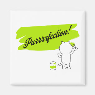 Kätzchenmalerei "Purrrfection!" an der Wand. Magnet