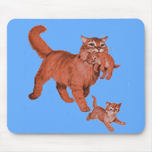 Kätzchenmama der 50er und kleine Kätzchen Mousepad (Vorne)