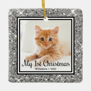 Kätzchens 1. Weihnachten 2 Foto Keramikornament