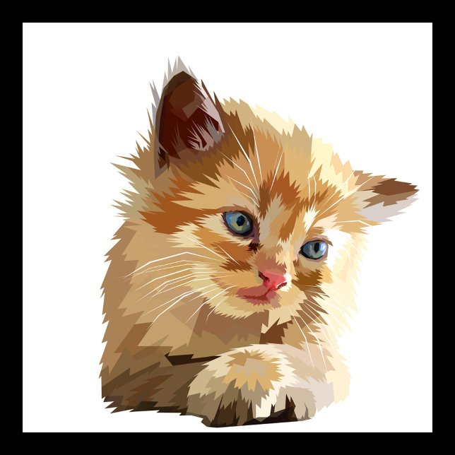 Katze (Digital artwork of a kitten with light orange fur and piercing blue eyes.)