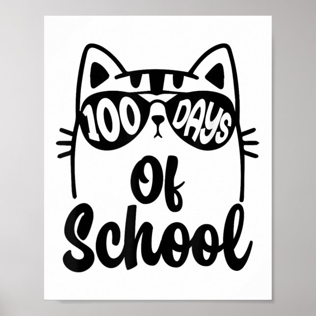 Katze 100. Schullehrer Kinder 100 Tage Poster (Vorne)