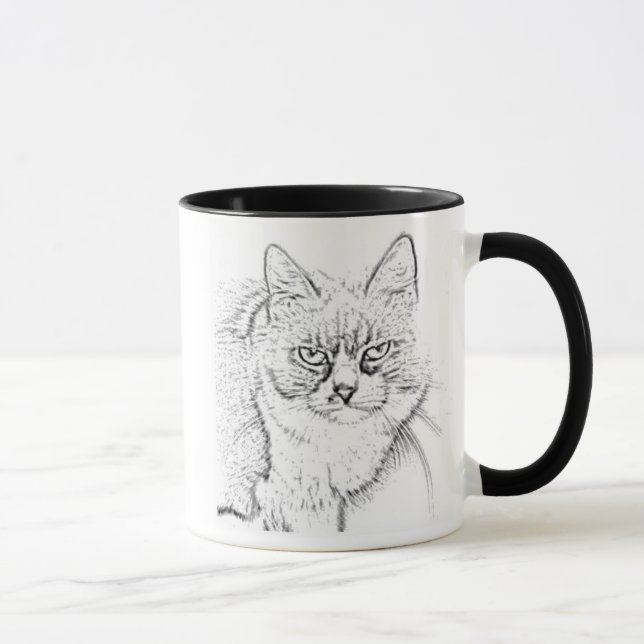 Katze 13 Sketch, Ringer-Tasse Tasse (Rechts)