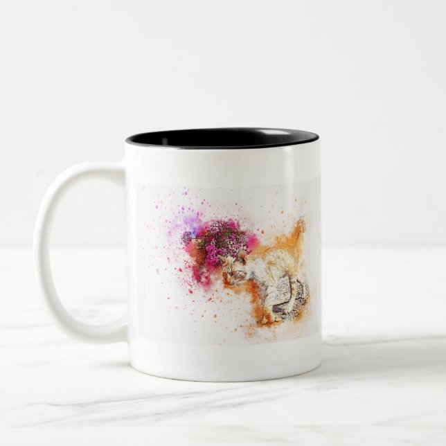Katze 1 zweifarbige tasse (Links)