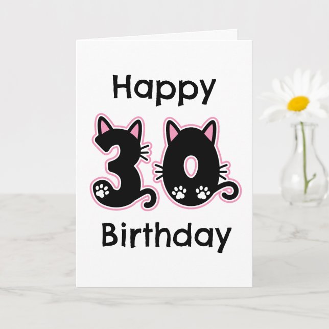 Katze, 30. Geburtstagskarte Karte (Kleine Pflanze)