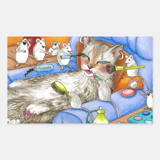 Katze 388 rechteckiger aufkleber (Vorderseite)