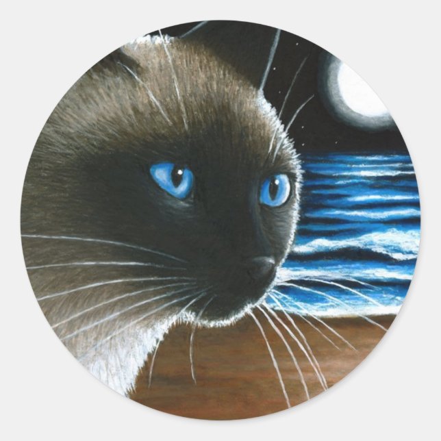 Katze 396 Siamesen Runder Aufkleber (Vorderseite)