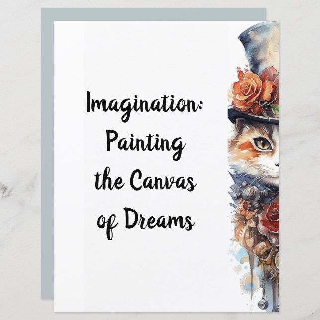 Katze 3 Kätzchen mit Rose Aquarell (Vorne/Hinten)