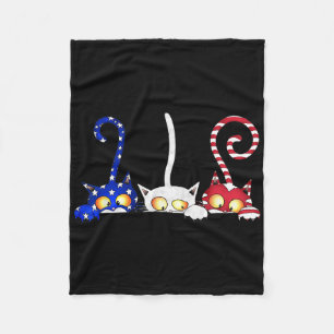 Katze 4. Juli Amerikanische Flagge Red White Blue Fleecedecke