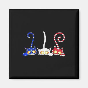 Katze 4. Juli Amerikanische Flagge Red White Blue Magnet
