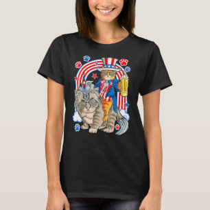 Katze 4. Juli Brille und Einhorn Meowica mit D T-Shirt