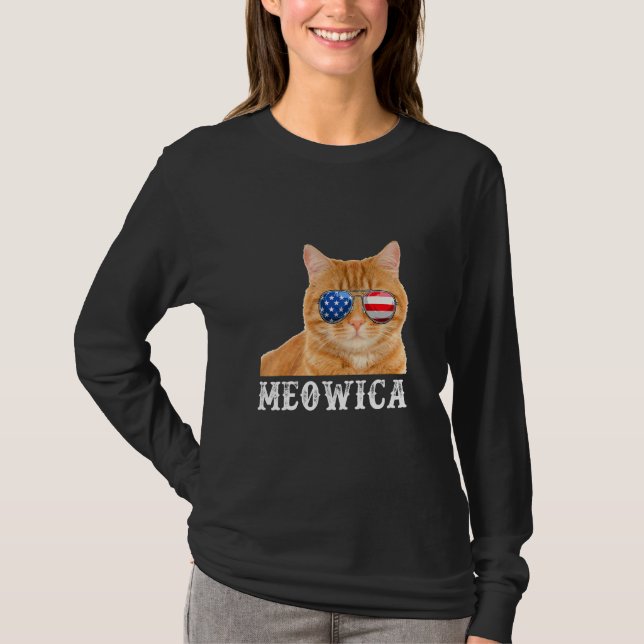 Katze 4. Juli Kitten Merica US amerikanische Flagg T-Shirt (Vorderseite)