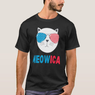 Katze 4. Juli Kostüm 2022 Meowica Männer Frauen T-Shirt