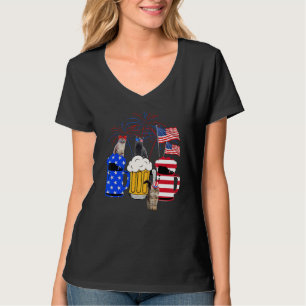 Katze 4. Juli Kostüme Rot Weiß Blau Bierglas T-Shirt