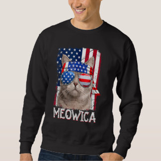 Katze 4. Juli Meowica Amerikanische Flagge Frauen Sweatshirt