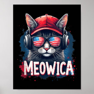 Katze 4. Juli Meowica Girls Boys American Flag S Poster
