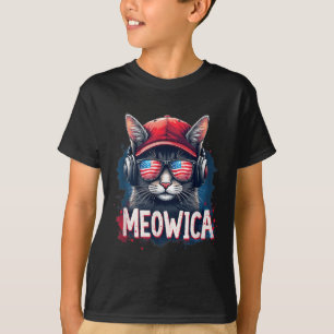 Katze 4. Juli Meowica Girls Boys American Flag S T-Shirt