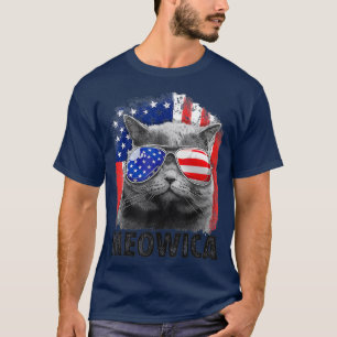 Katze 4. Juli Meowica Merica Men USA Flag T-Shirt