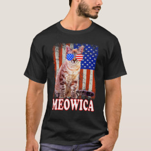 Katze 4. Juli Meowica Merica USA Amerikanische Fla T-Shirt