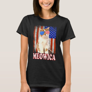 Katze 4. Juli Meowica Merica USA Amerikanische Fla T-Shirt