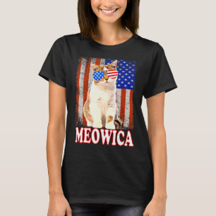 Katze 4. Juli Meowica Merica USA Amerikanische Fla T-Shirt