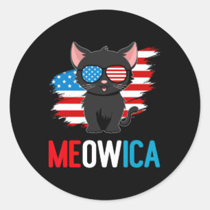 Katze 4. Juli Meowica Patriotic Kitten Amerikaner Runder Aufkleber