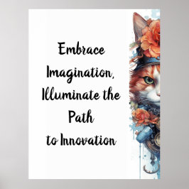 Katze 4 Kitten mit Rose Aquarell Poster