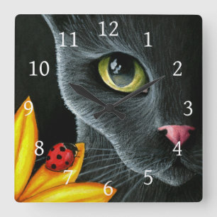 Katze 510 quadratische wanduhr