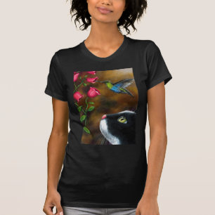 Katze 571 Tuxedo mit Hummingbird T-Shirt