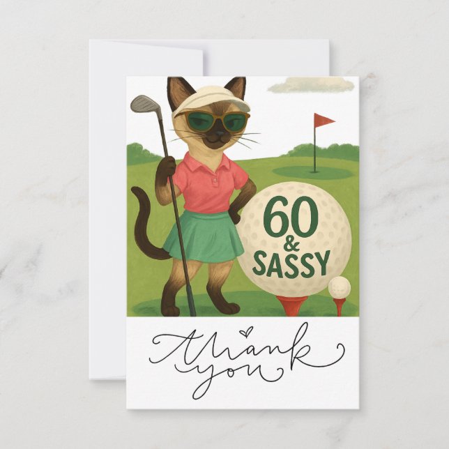 Katze 60. Geburtstag Dankeskarte (Vorderseite)