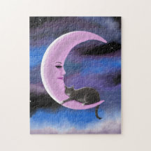 Katze 661 Funny cat on pink moon