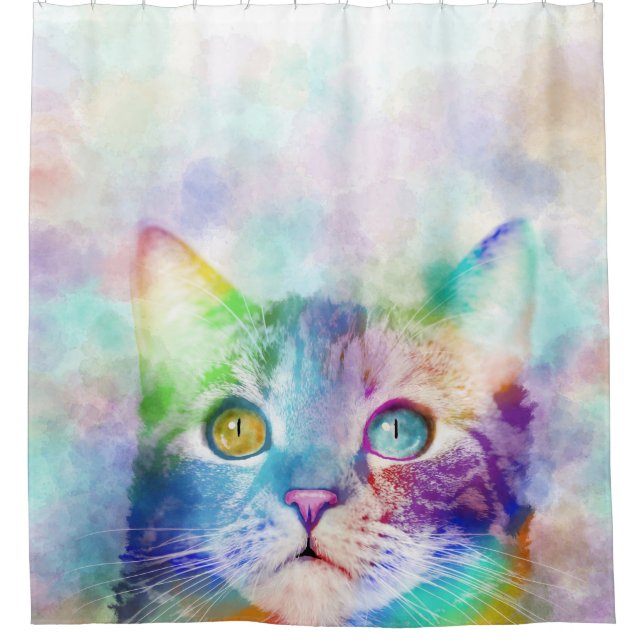 Katze 663 Multicolorkatze Duschvorhang (Vorderseite)