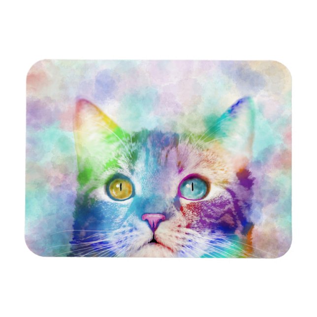 Katze 663 Multicolorkatze Magnet (Horizontal)
