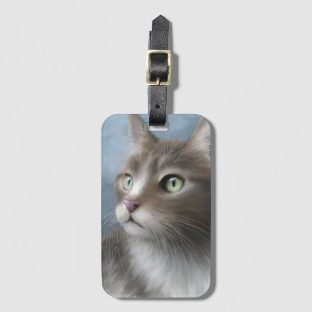 Katze 682 blau gepäckanhänger (Vorderseite Vertikal)