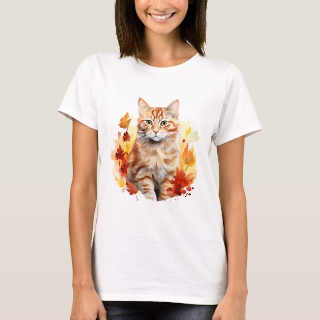 Katze 7 im Herbst T - Shirt (Vorderseite)