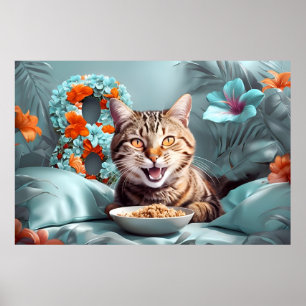 Katze 8 März Frauentag oder 8. Geburtstag Poster