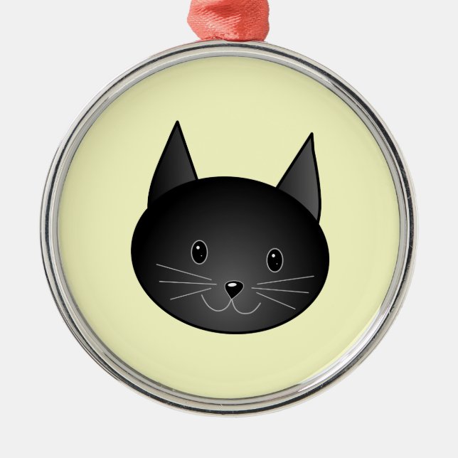 Katze. Adorable schwarze Kitty. Ornament Aus Metall (Vorne)