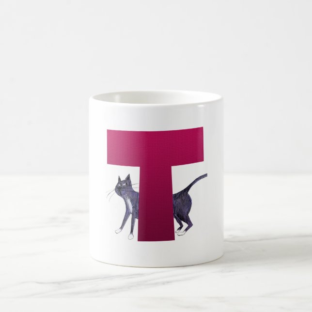 Katze Alphabet T Tasse (Mittel)