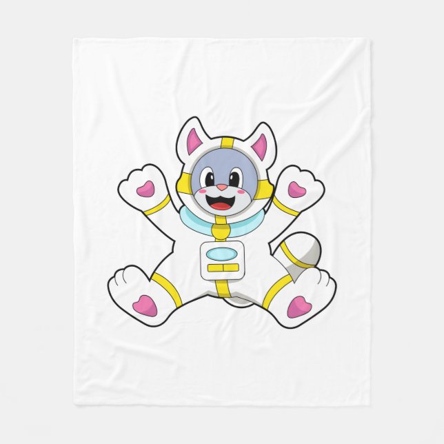 Katze als Astronaut in Kostüme Fleecedecke (Vorderseite)