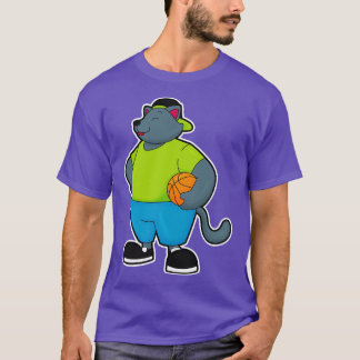 Katze als Basketballspieler mit Basketball 1 T-Shirt