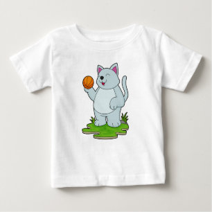 Katze als Basketballspieler mit Basketball Baby T-shirt