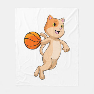 Katze als Basketballspieler mit Basketball Fleecedecke