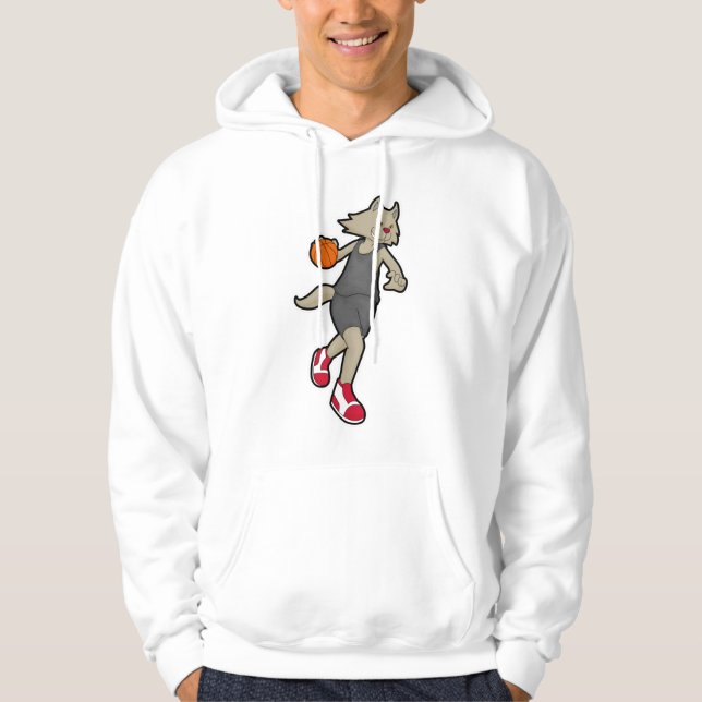 Katze als Basketballspieler mit Basketball Hoodie (Vorderseite)