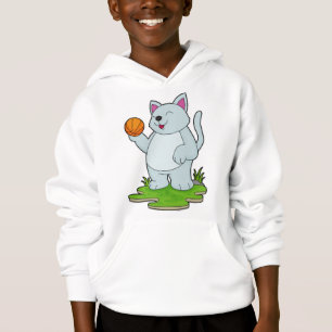 Katze als Basketballspieler mit Basketball Hoodie
