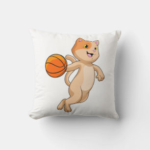 Katze als Basketballspieler mit Basketball Kissen