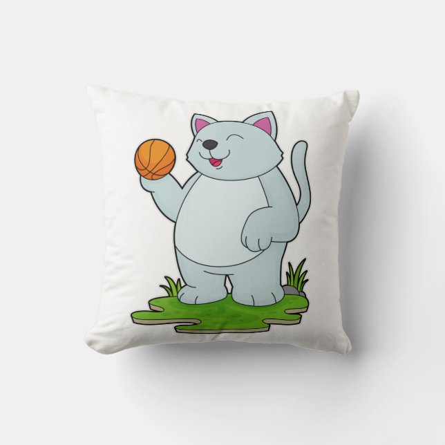 Katze als Basketballspieler mit Basketball Kissen