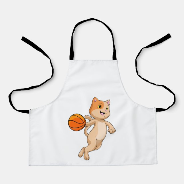 Katze als Basketballspieler mit Basketball Schürze (Vorderseite)