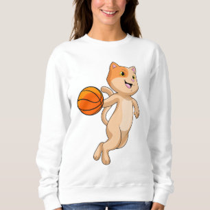Katze als Basketballspieler mit Basketball Sweatshirt